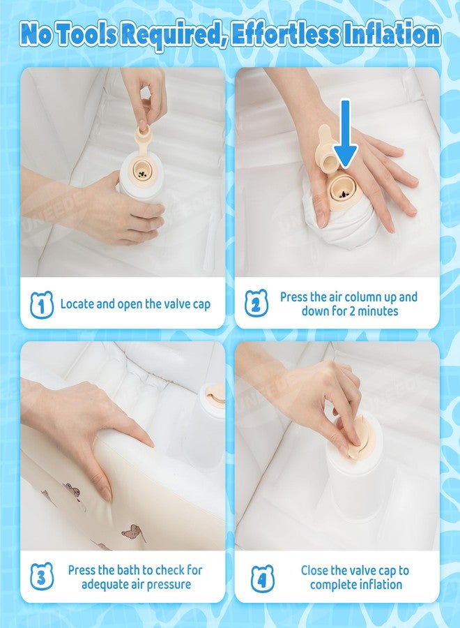 UNEEDE Inflatable Bathtub for Toddlers, Portable Baby Tub with Built-in Air Pump, Anti-Slip Design with Big Drain, Perfect for 0-6 Months Newborn and up, Ideal for Home Travel & Beach - Image 4